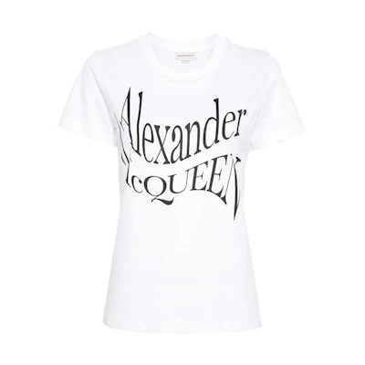 (Women) Alexander McQueen White Logo Slim Fit Crewneck T-Shirt 781403-QZALT-0900