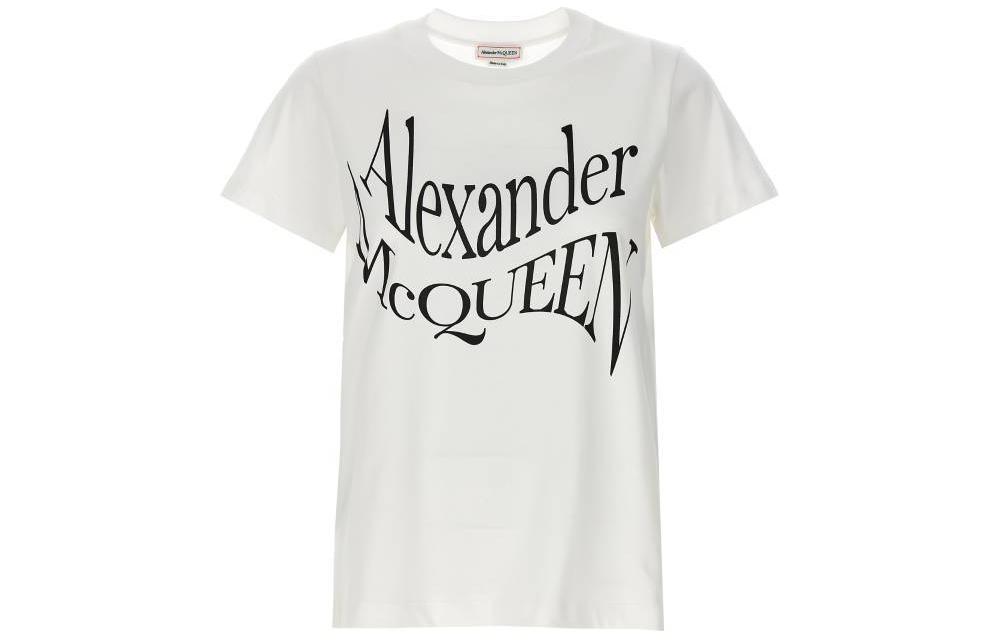 Order (Women) Alexander McQueen  White Logo Slim Fit Crewneck T-Shirt 781403-QZALT-0900