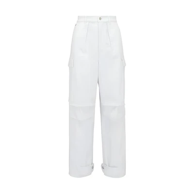 (Women) Alexander McQueen White Military Cargo Jeans Multi-Pocket Loose Fit. 780800-QMACM-9000