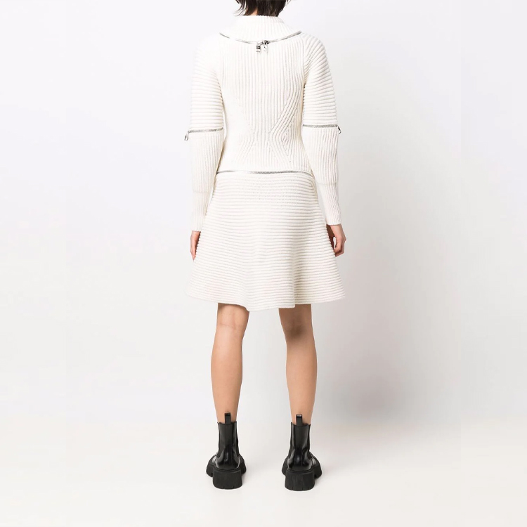 Purchase (W) Alexander McQueen Dress Kain Knit Zip Lengan Panjang 689430-Q1AZ4-9004