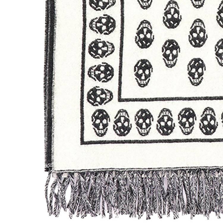 Lookbook (W) 亞歷山大·麥昆 黑色羊毛骷髏圖案圍巾 6624563200Q1078