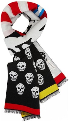 (W) Alexander McQueen 羊毛骷髏圖案圍巾 黑白配色 645697-3D19Q-1078 Shop (W) Alexander McQueen 羊毛骷髏圖案圍巾 黑白配色 645697-3D19Q-1078