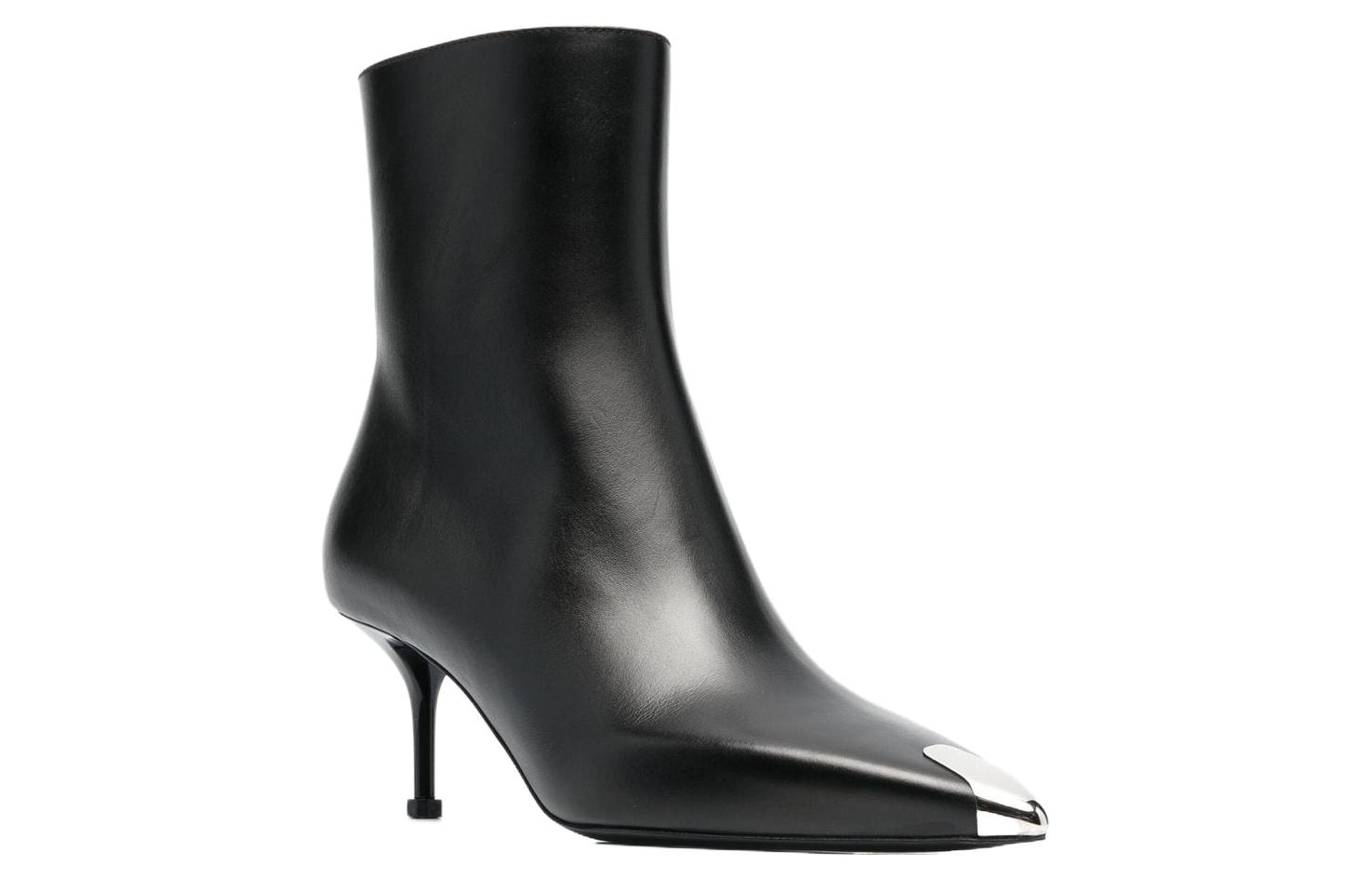 Order 亞歷山大·麥昆 皮革 百搭簡約 短靴 6.5公分 女款 黑色