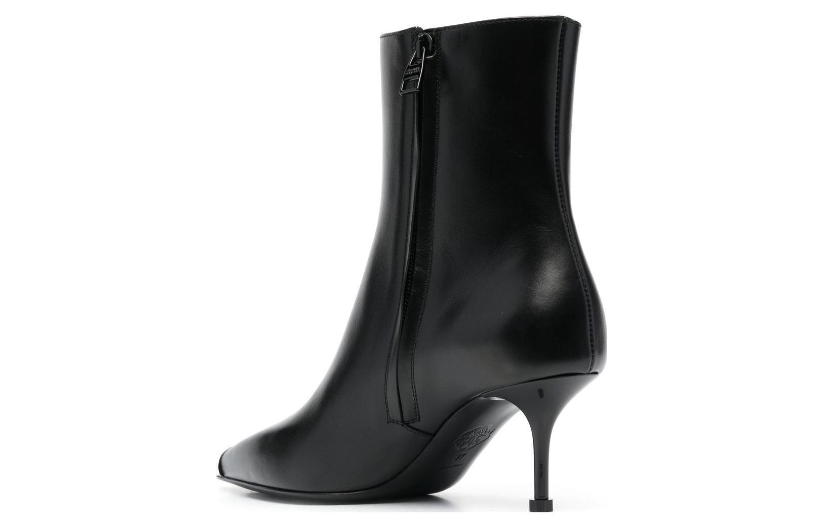 Shop 亞歷山大·麥昆 皮革 百搭簡約 短靴 6.5公分 女款 黑色