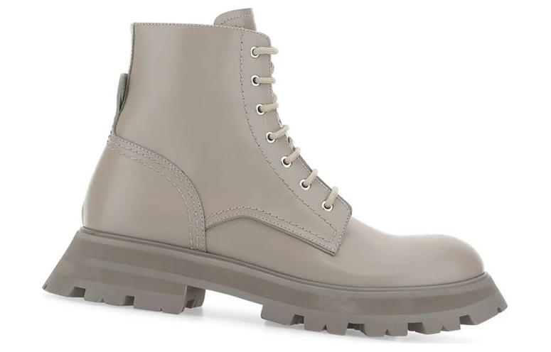 Order (W) Alexander McQueen Sepatu Boot Ankle 'Kulit Abu-Abu' 708056WIC6A2104