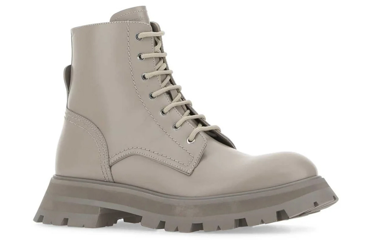 Lookbook (W) Alexander McQueen Sepatu Boot Ankle 'Kulit Abu-Abu' 708056WIC6A2104