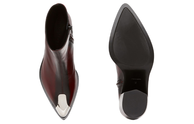 Shop Alexander McQueen 亞歷山大·麥昆 朋克風短筒靴 女款 深紅色