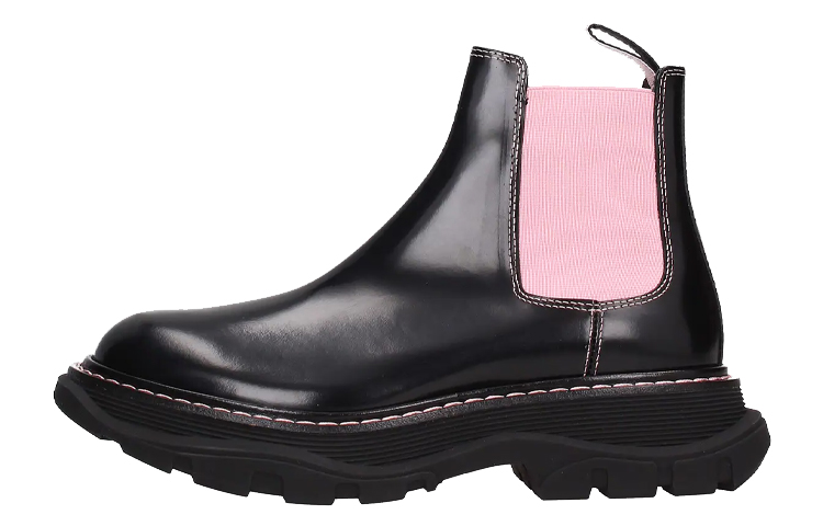 (W) Alexander McQueen Ankle Leather Boots 'Black Pink'