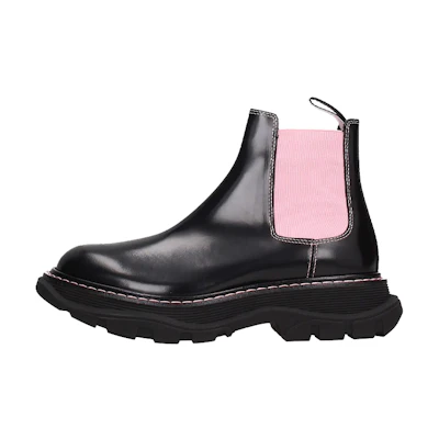 (W) Alexander McQueen Ankle Leather Boots 'Black Pink'