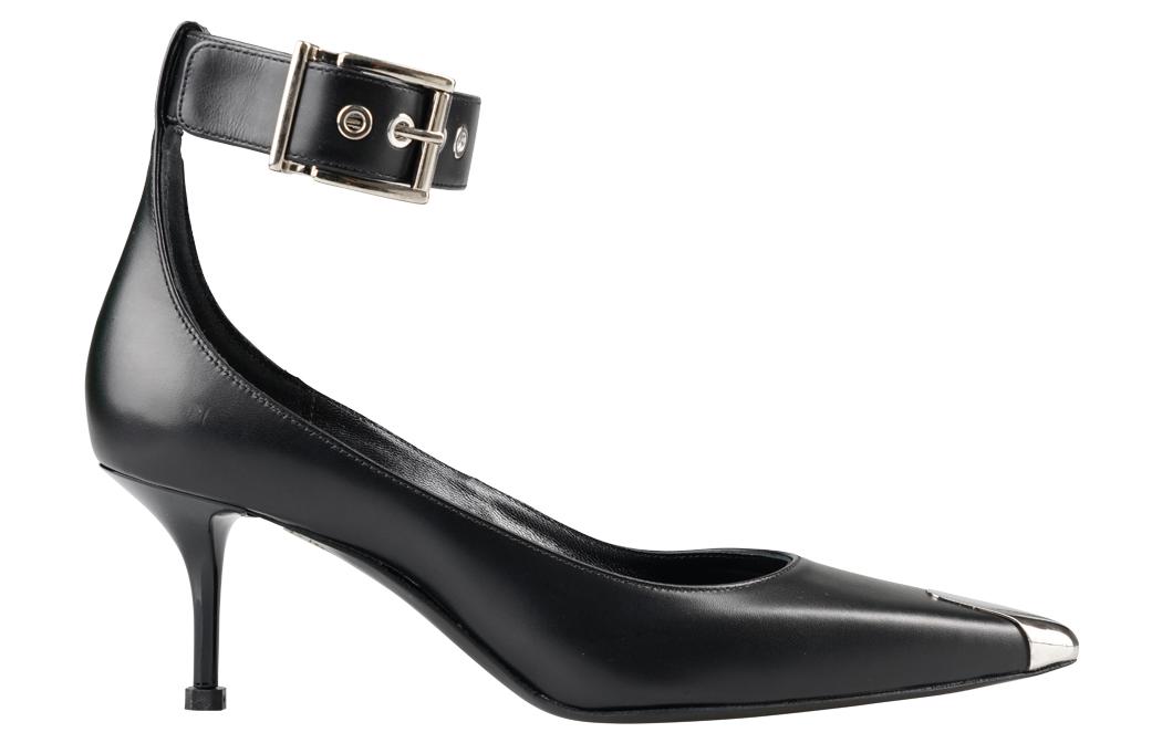 (W) Alexander McQueen Buckle Leather Heel 'Black Silver' 圖 2