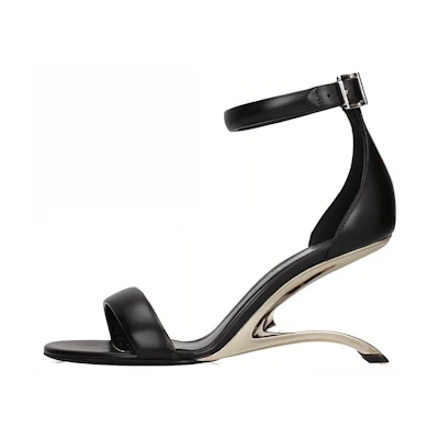 (W) Alexander McQueen Arc High Heel Sandals Silver 'Black'