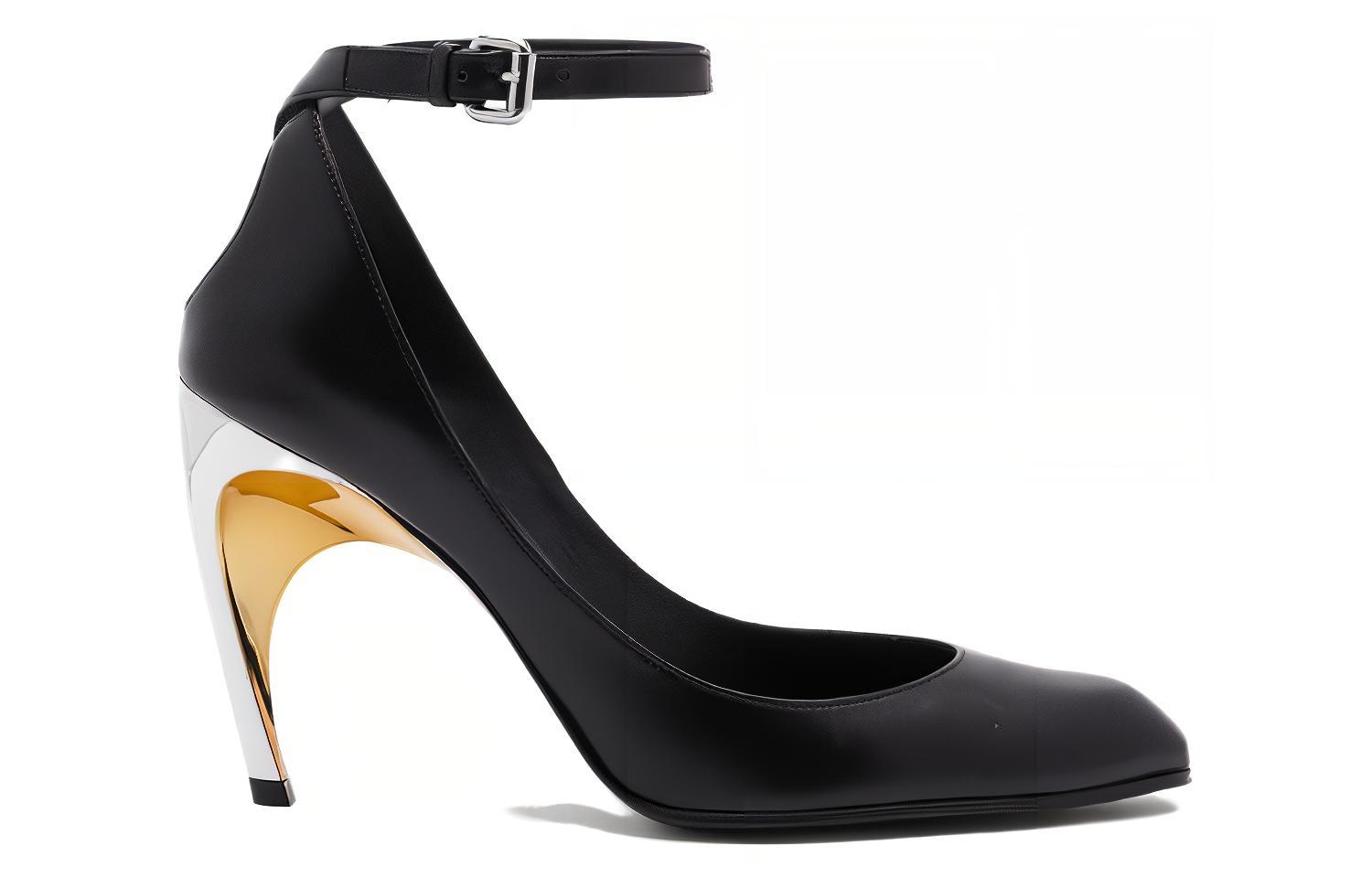 Order Alexander McQueen亞歷山大麥昆 皮革 尖頭扣合 細跟 高跟鞋 9.5cm 女款 黑色