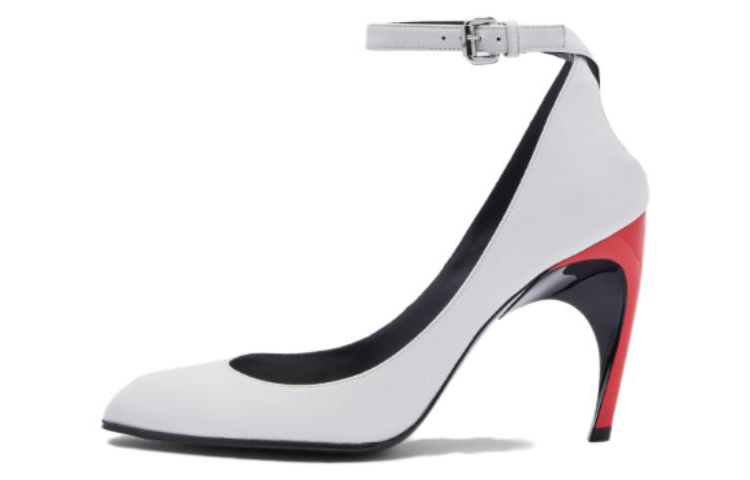 (Women) Alexander McQueen Armadillo Ankle Strap Heels 'Black Silver Red' 780679WIEX48740