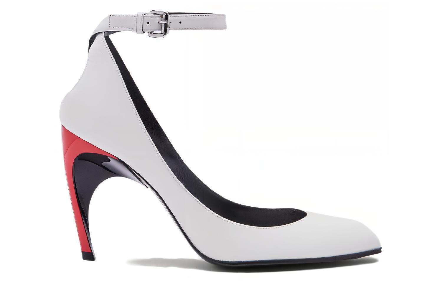 Order (Women) Alexander McQueen Armadillo Ankle Strap Heels 'Black Silver Red' 780679WIEX48740