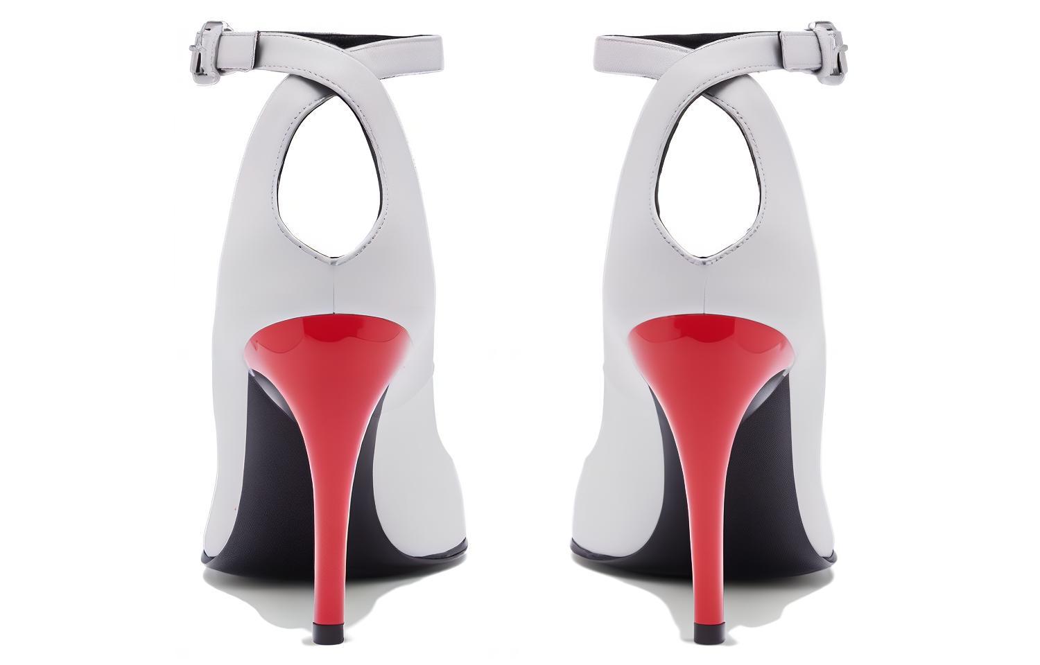 Shop (Women) Alexander McQueen Armadillo Ankle Strap Heels 'Black Silver Red' 780679WIEX48740