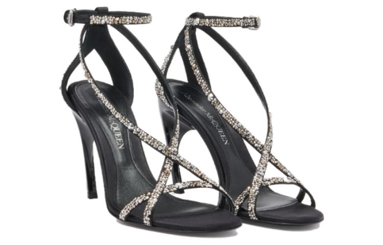 Lookbook (W) (女性用) アレキサンダー・マックイーン アルマジロクロスサンダル 'ブラックシルバー' 780693W4X271064 780693W4X271064