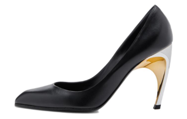 (Women) Alexander McQueen Armadillo Leather Pumps 'Black Silver' 780683WIEX21399