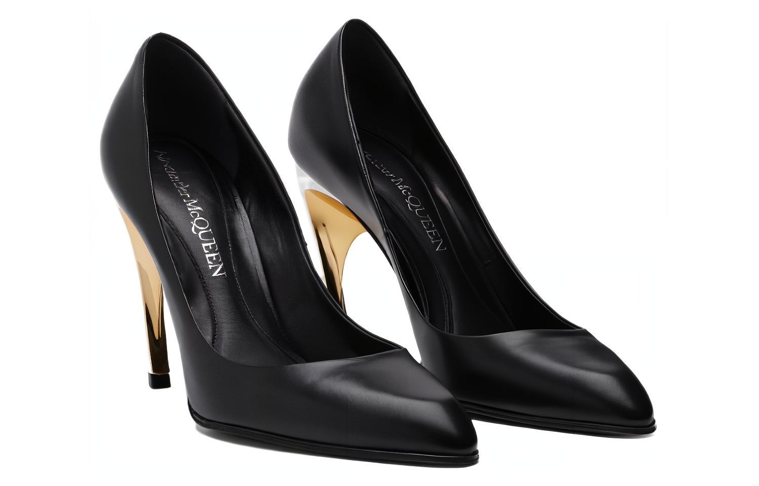 Lookbook Alexander McQueen亞歷山大麥昆 皮革 尖頭套腳 細跟 高筒鞋 9.5cm 女款 黑色