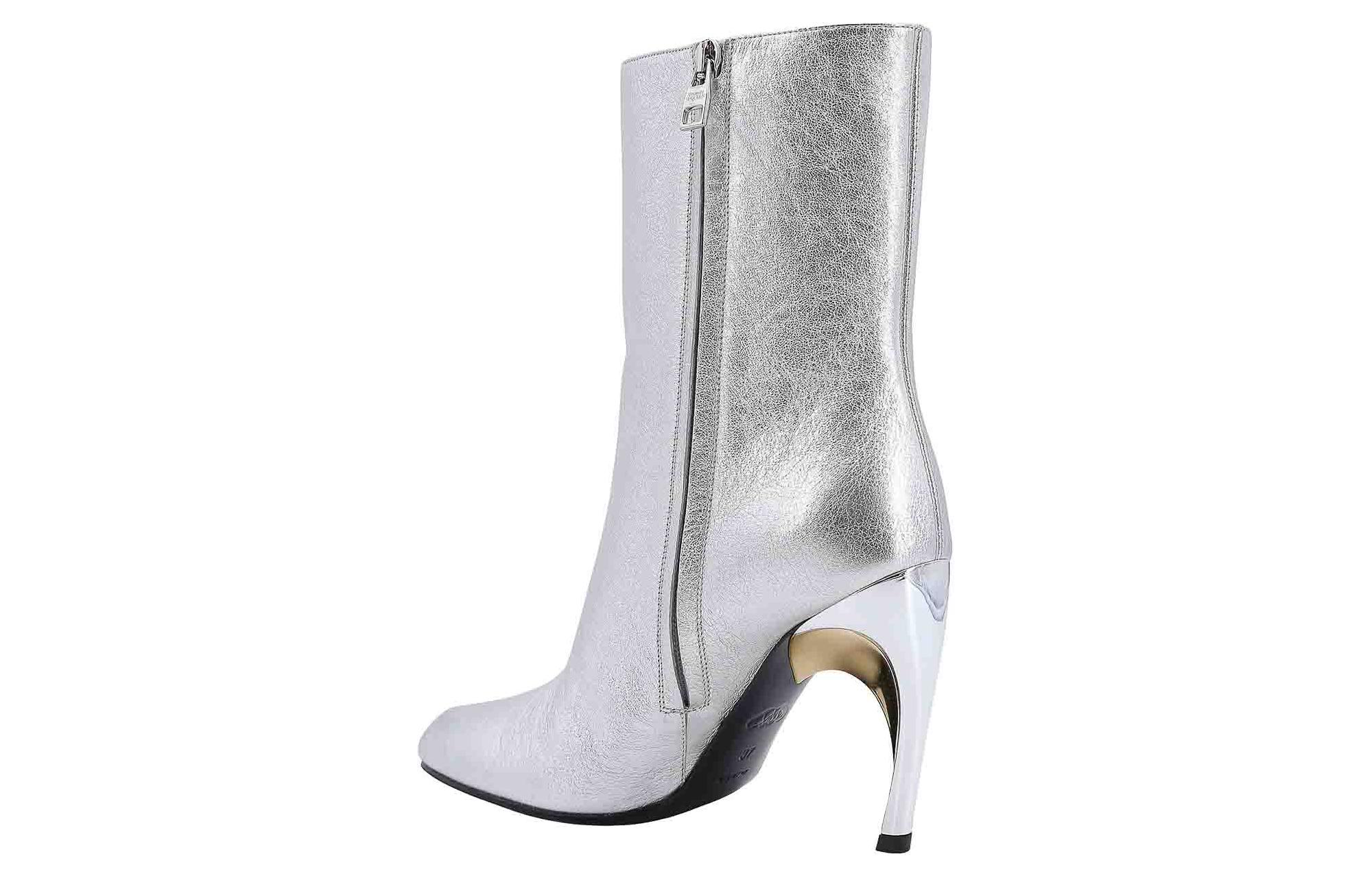 Shop (Women) Alexander McQueen Armadillo Side-zipped Ankle Boots 'Silver' 780677WIF218369
