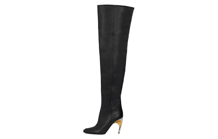(Women) Alexander McQueen Armadillo Thigh-high Boots 'Black Silver' 780672WIEG21399