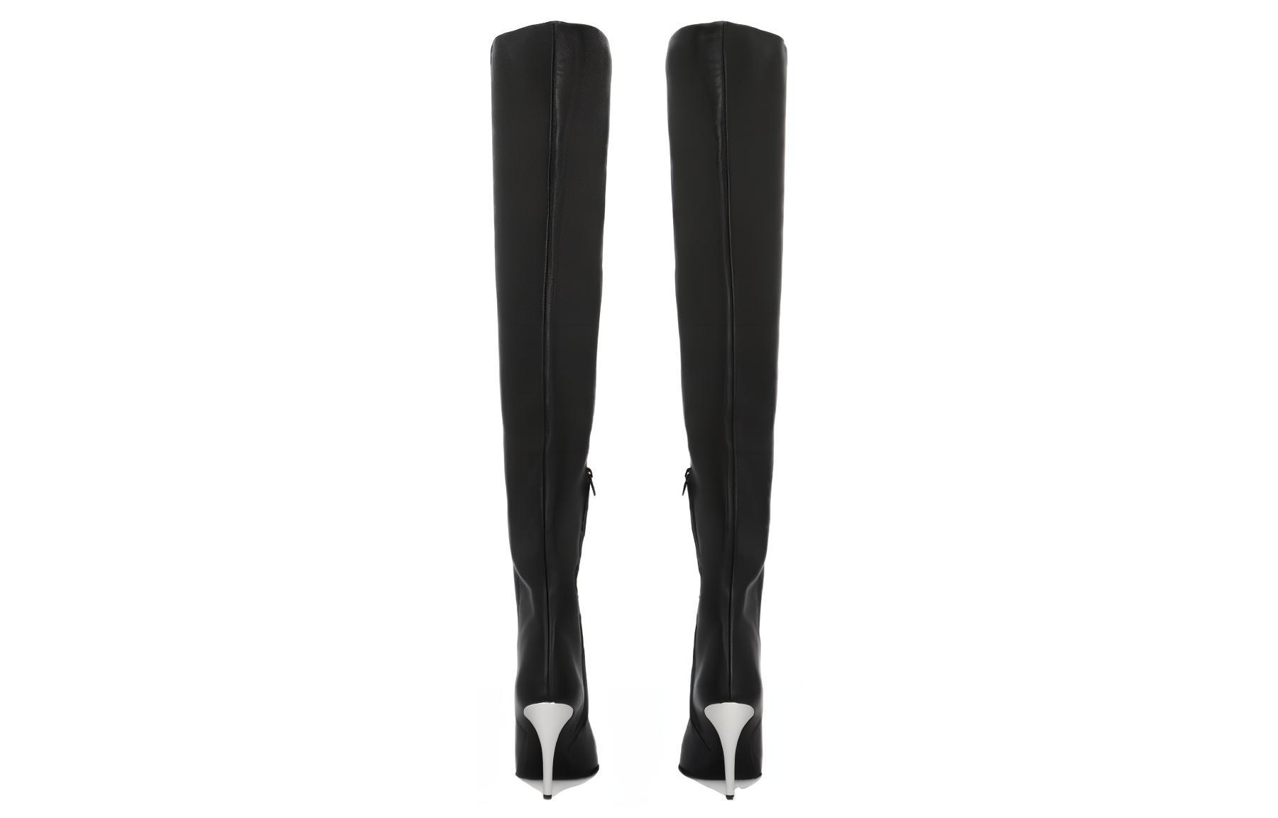 Shop (Women) Alexander McQueen Armadillo Thigh-high Boots 'Black Silver' 780672WIEG21399