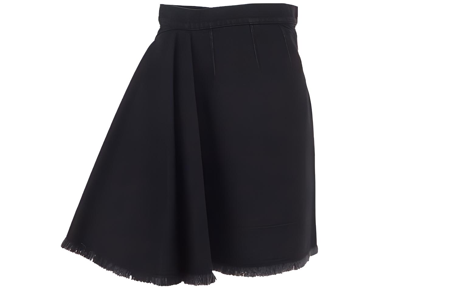 (Women) Alexander McQueen Asymmetrical Raw Hem Solid Color Casual Long Skirt Women 720056QMAB51000