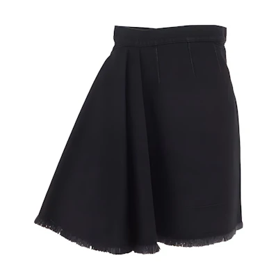 (Women) Alexander McQueen Asymmetrical Raw Hem Solid Color Casual Long Skirt Women 720056QMAB51000