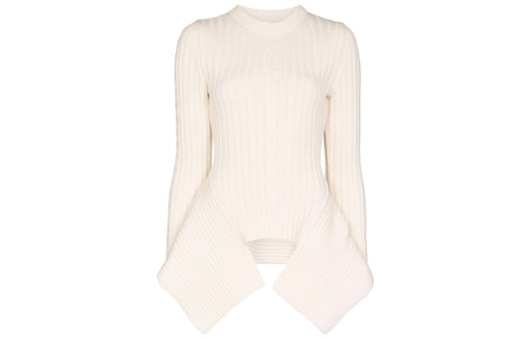 Order (W) 알렉산더 맥퀸 비대칭 립 니트 울 스웨터 - 화이트 650346-Q1ATD-9004