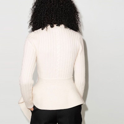 (W) 알렉산더 맥퀸 비대칭 립 니트 울 스웨터 - 화이트 650346-Q1ATD-9004 Shop (W) 알렉산더 맥퀸 비대칭 립 니트 울 스웨터 - 화이트 650346-Q1ATD-9004