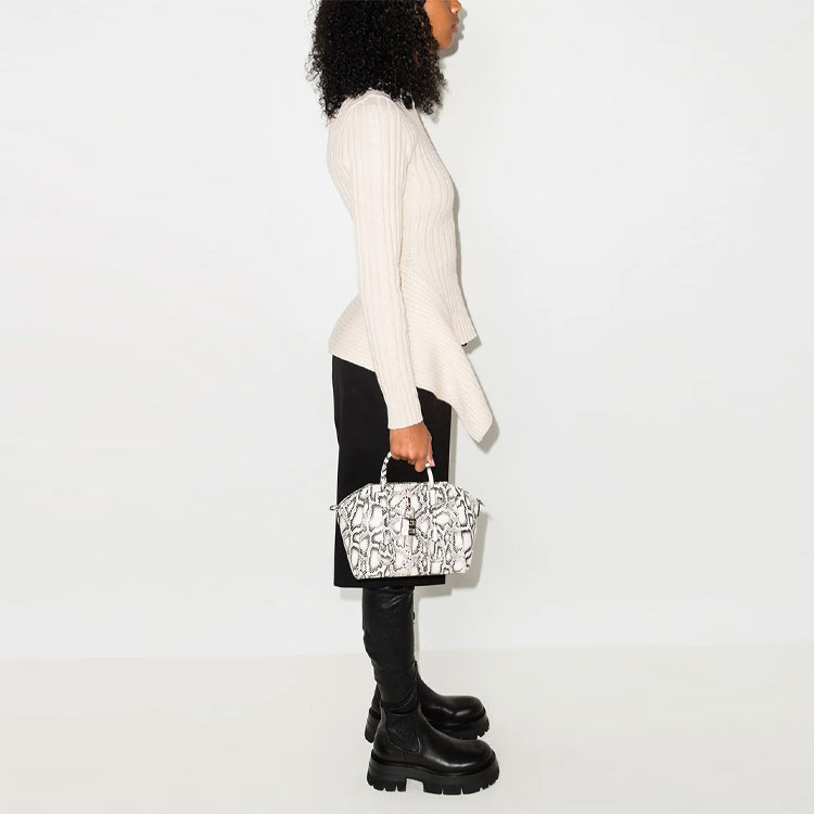 Purchase (W) 알렉산더 맥퀸 비대칭 립 니트 울 스웨터 - 화이트 650346-Q1ATD-9004