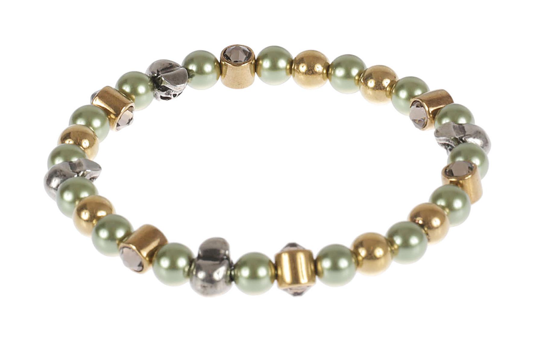 Lookbook (Women) Alexander McQueen Beaded Skull Metal Bracelet Green Women. 734769I170C3800