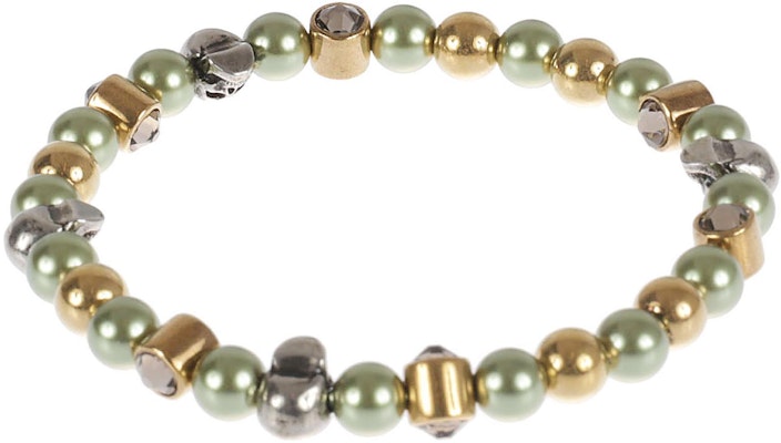 (Women) Alexander McQueen Beaded Skull Metal Bracelet Green Women. 734769I170C3800 Lookbook (Women) Alexander McQueen Beaded Skull Metal Bracelet Green Women. 734769I170C3800