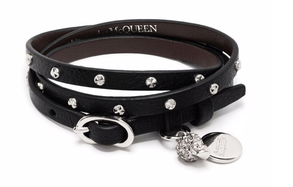(Women) Alexander McQueen Black Bracelet with Metal Logo & Skull Charm. 5511561ACPI1001 圖 2