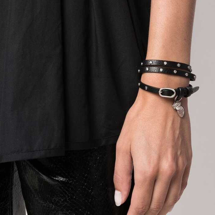 (Women) Alexander McQueen Black Bracelet with Metal Logo & Skull Charm. 5511561ACPI1001 圖 3