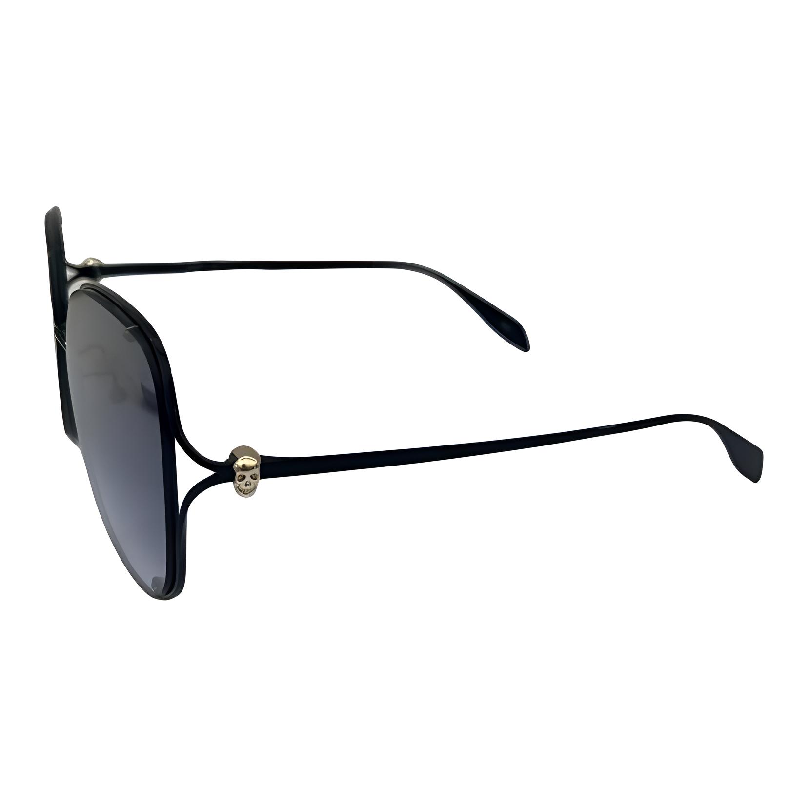 (Women) Alexander McQueen Black Irregular Full-Frame Sunglasses for Women. AM0366S 004