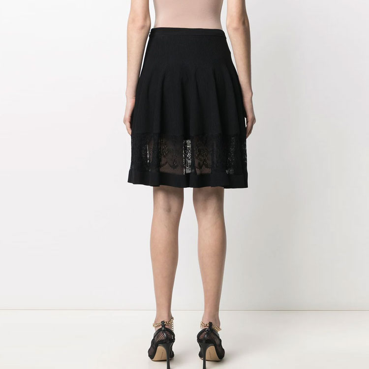 Shop (W) 알렉산더 맥퀸 블랙 시어 패널 플레어 캐주얼 스커트. 650326-Q1AS3-1000