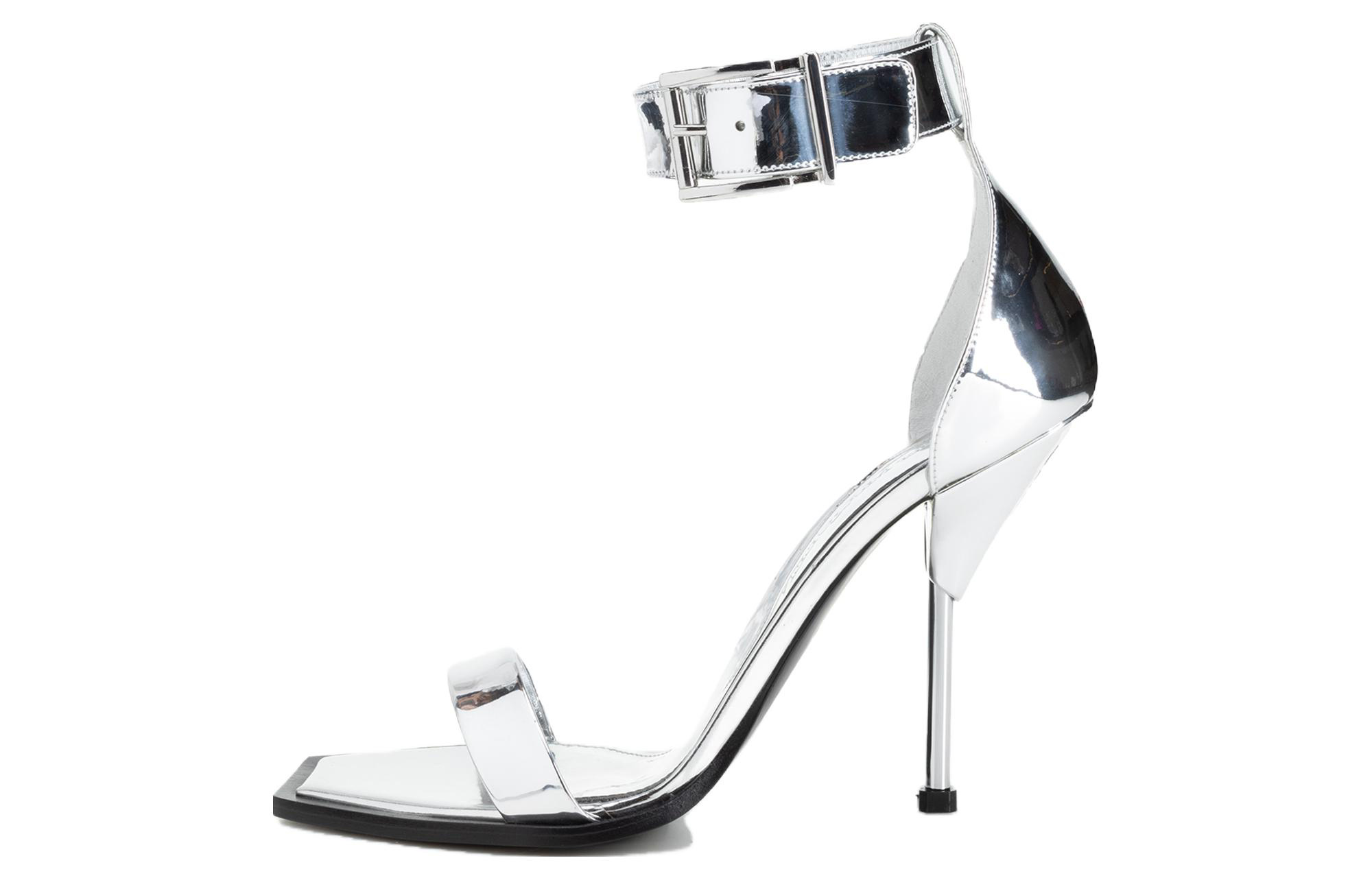 (Women) Alexander McQueen Block Heel Buckle Slide 'Silver' 734993W4WG18100