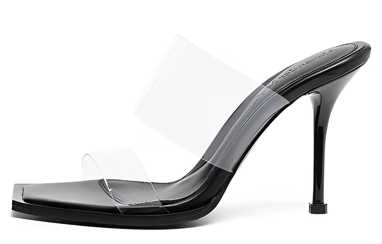 Buy 亞歷山大·麥昆 方頭 細跟 時尚涼拖 女款 黑色