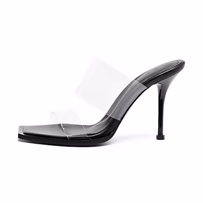 (W) Alexander McQueen Block Heel Fashion Slide 'Black'