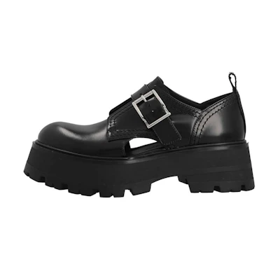 (W) Alexander McQueen Buckle-Detailed Loafers 'Black'