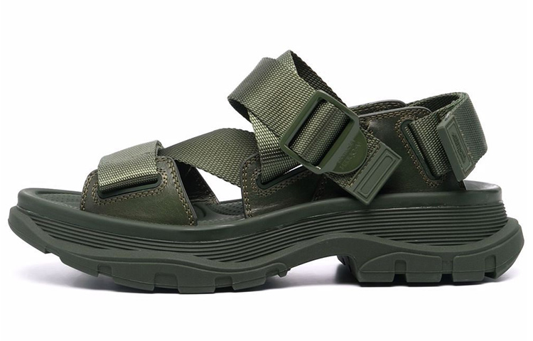 (Women) Alexander McQueen Buckle 'Green Fashion Slide' 667285W4R513230