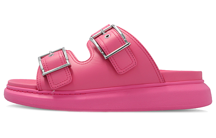 Buy (W) 亚历山大·麦昆粉色露趾皮革平底便鞋 733083WHXZR5482