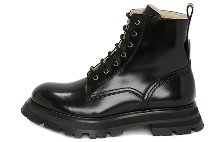 (Women) Alexander McQueen Calfskin Ankle Boots 'Black Fashion Casual' 676739WHZ8K1443