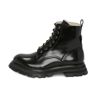 (W) Alexander McQueen Calfskin Ankle Boots 'Black Fashion Casual'