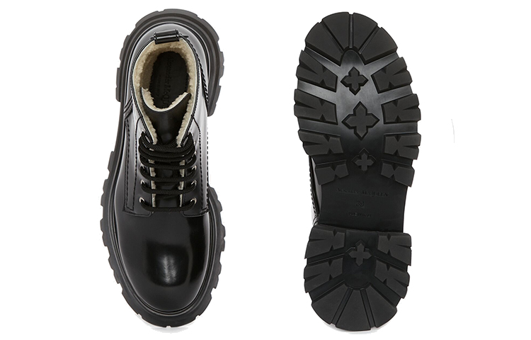 Shop (W) Alexander McQueen 黑色时尚休闲小牛皮踝靴 676739WHZ8K1443