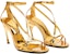 (W) Alexander McQueen Sandal Kulit Anak Lembu Bertali Melengkung 'Emas' 780692W4UV38000