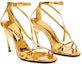 Lookbook (W) Alexander McQueen Sandal Kulit Anak Lembu Bertali Melengkung 'Emas' 780692W4UV38000