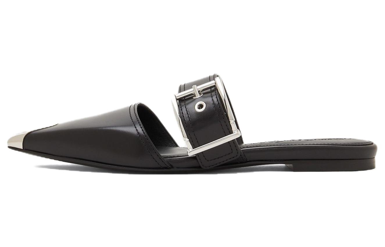 (Women) Alexander McQueen Calfskin Buckle Mule 'Punk Black' 733188WHSWD1081