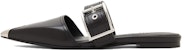 (W) Alexander McQueen Kulit Anak Lembu Buckle Mule 'Punk Hitam' 733188WHSWD1081