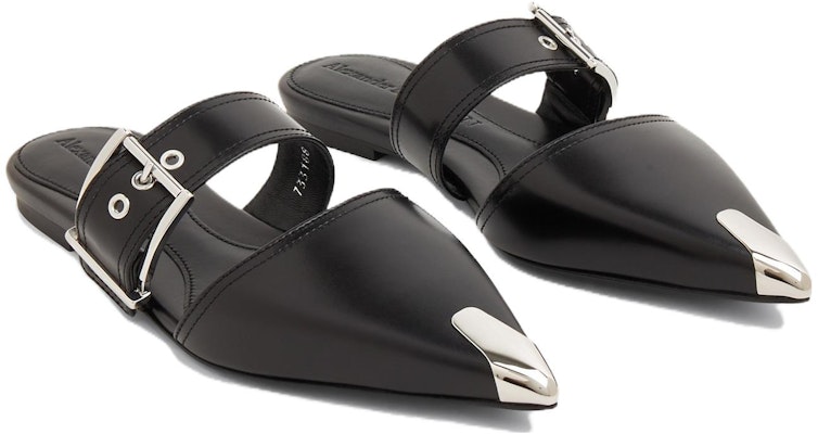 (Women) Alexander McQueen Calfskin Buckle Mule 'Punk Black' 733188WHSWD1081 Shop (Women) Alexander McQueen Calfskin Buckle Mule 'Punk Black' 733188WHSWD1081